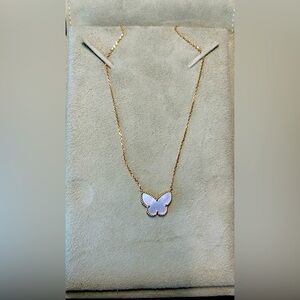 Van Cleef & Arpels Gold and White Butterfly Necklace